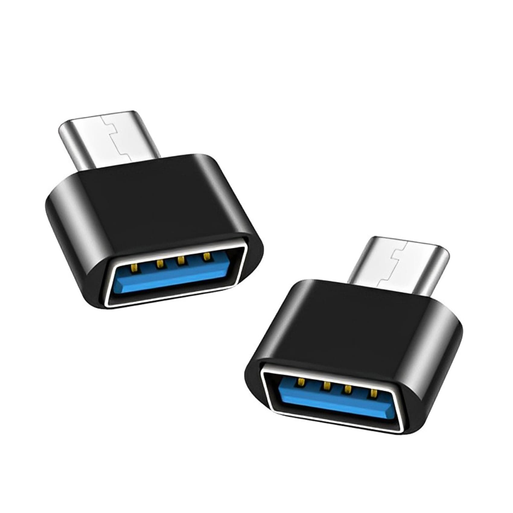 USB C to USB Adapter 2 Pack, USB Type-C to USB-A OTG Adapter, USB A Female to USB-C Male Compatible with MacBook Pro 2021, MacBook Air 2020, Samsung Galaxy (Black)