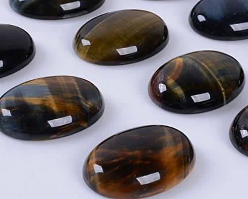 Natural Gemstone Oval Cabochon CAB Flatback Semi-Precious Ring Face Loose Beads,DIY (Blue Tiger Eye, 25x18mm)