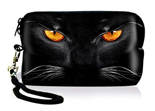 Black Cat Design Digital Camera Pouch Case Bag for Nikon Coolpix S6000 S1000pj S70，Sony W830 RX100m3 DSC-W800，Sony Kodak Samsung Nikon Canon，Samsung Galaxy Ace S5830