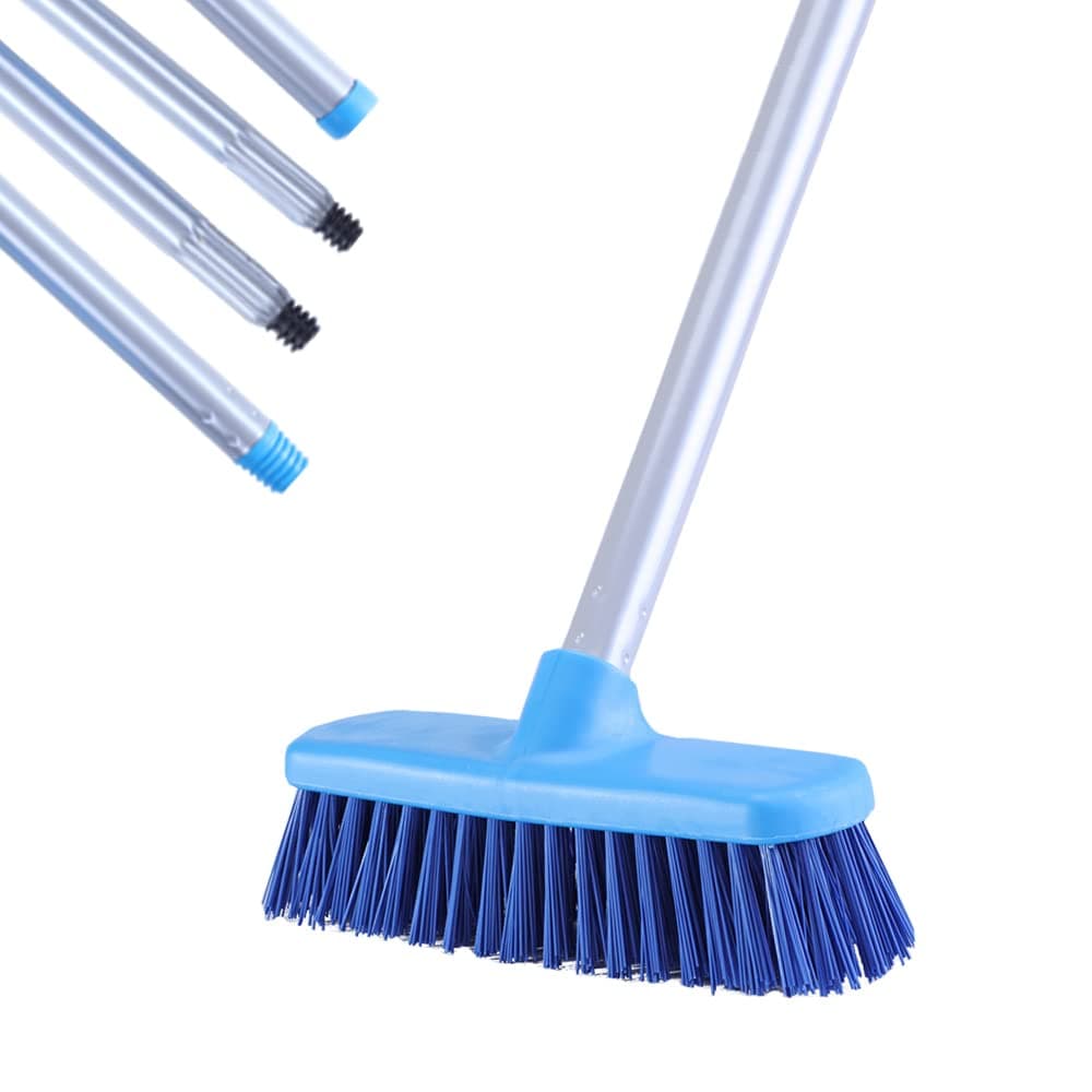 Deck Brush with Long Handle - Floor Scrub Brushes for Cleaning Shower, Stiff Bristle Scrubbing Brush, 50" Floor Scrubber Brush for Bathroom, Bathtub, Tub, Tile Floors, Garage and Patio