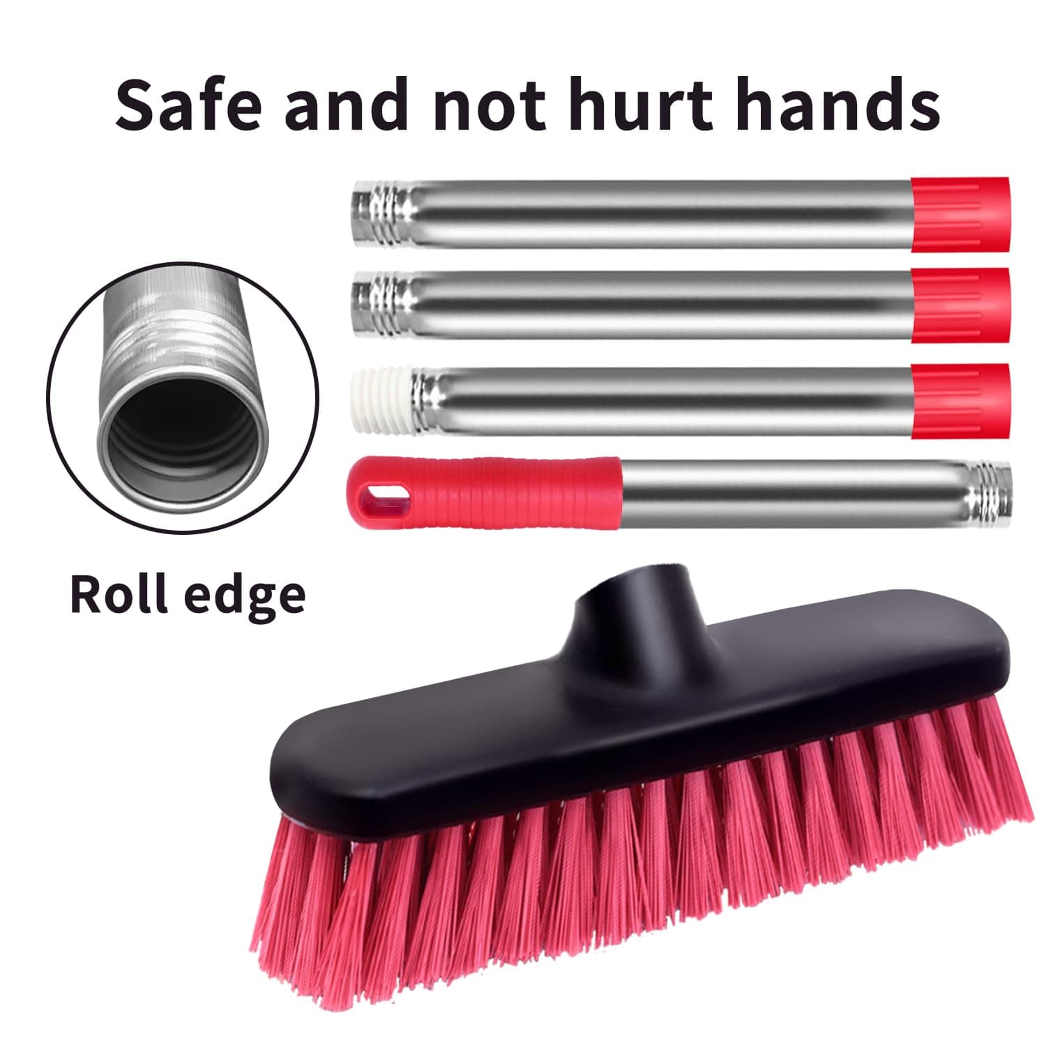 Deck Scrub Brush with Long Handle - 54" Floor Scrub Brush, Adjustable Long Handled Shower Cleaning Brush Garage Floor Scrub Brush for Cleaning Bathroom, Garage, Patio, Kitchen, Tile and Tub