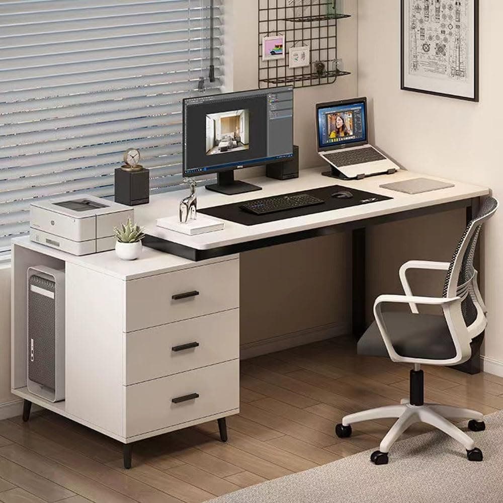 Kutis Modern Computer Desk with 3 Spacious Storage Drawers – Sleek Workstation Table for Home Office Sturdy Writing Desk with Ample Workspace and Organizational Drawers 120x60x75 cm.
