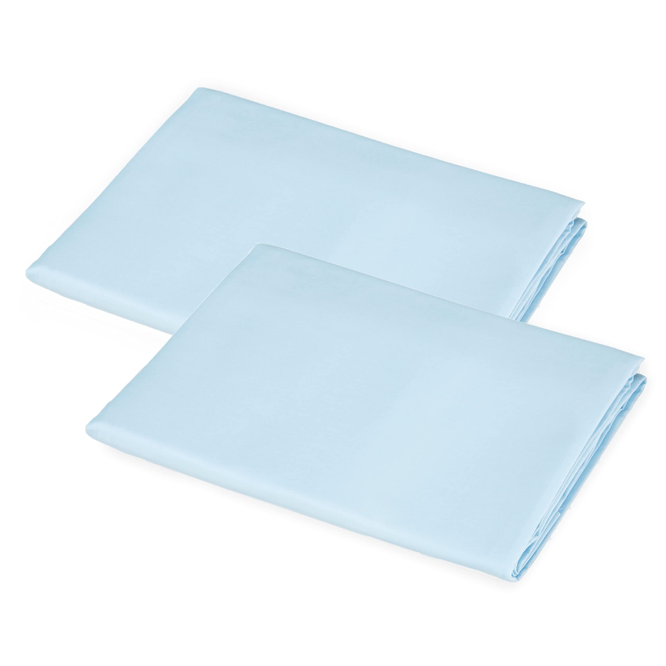 2 Pack 100% Natural Cotton Percale Cot Sheets for Daycare Standard Size 23" x 51" - Soft & Breathable Cot Sheets for Daycare and Preschool, Blue