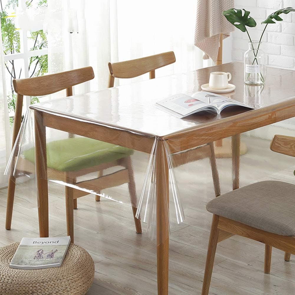 Tablecloth Table Cover Transparent Tablecloth, Soft Plastic Drooping Transparent Tablecloth Waterproof Oil Disposable Crystal Plate Coffee Tablecloth PVC Plastic Tablecloth 0.25mm GAOFENG