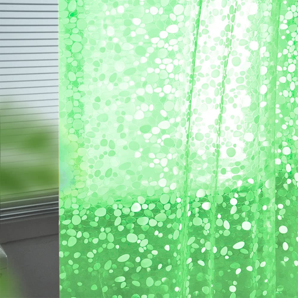 Ga-Geetopia EVA Green Thin Shower Curtain Liner, Pebble Pattern 72x72 Inch Lightweight Plastic Bathroom Shower Showroom Inner Curtain with Rustproof Metal Grommets and Weighted Magnets(NO Hooks)