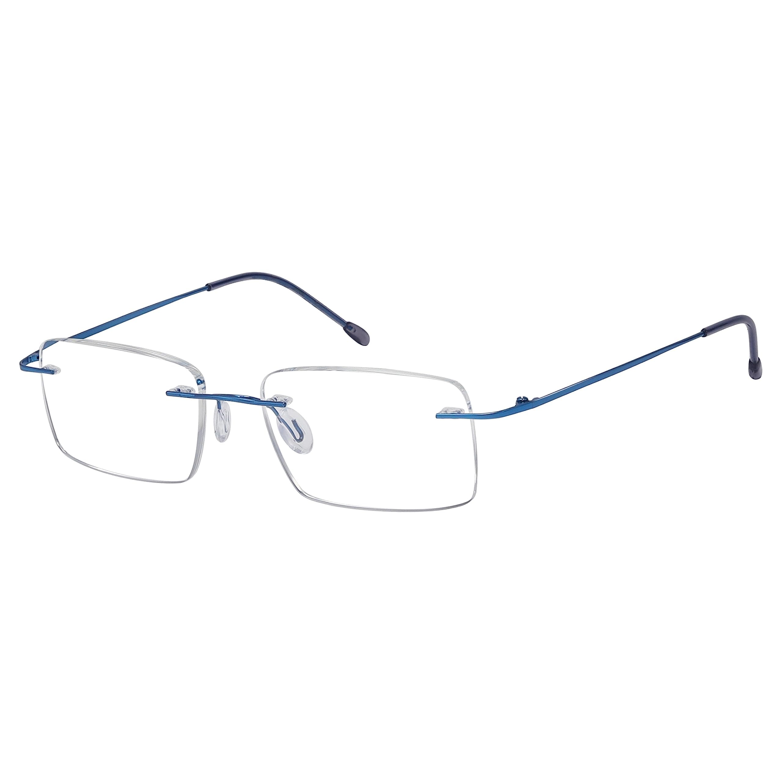 Eyekepper Frameless Reading Glasses for Men Reading - Rectangle Rimless Reader Eyeglasses Blue +0.50