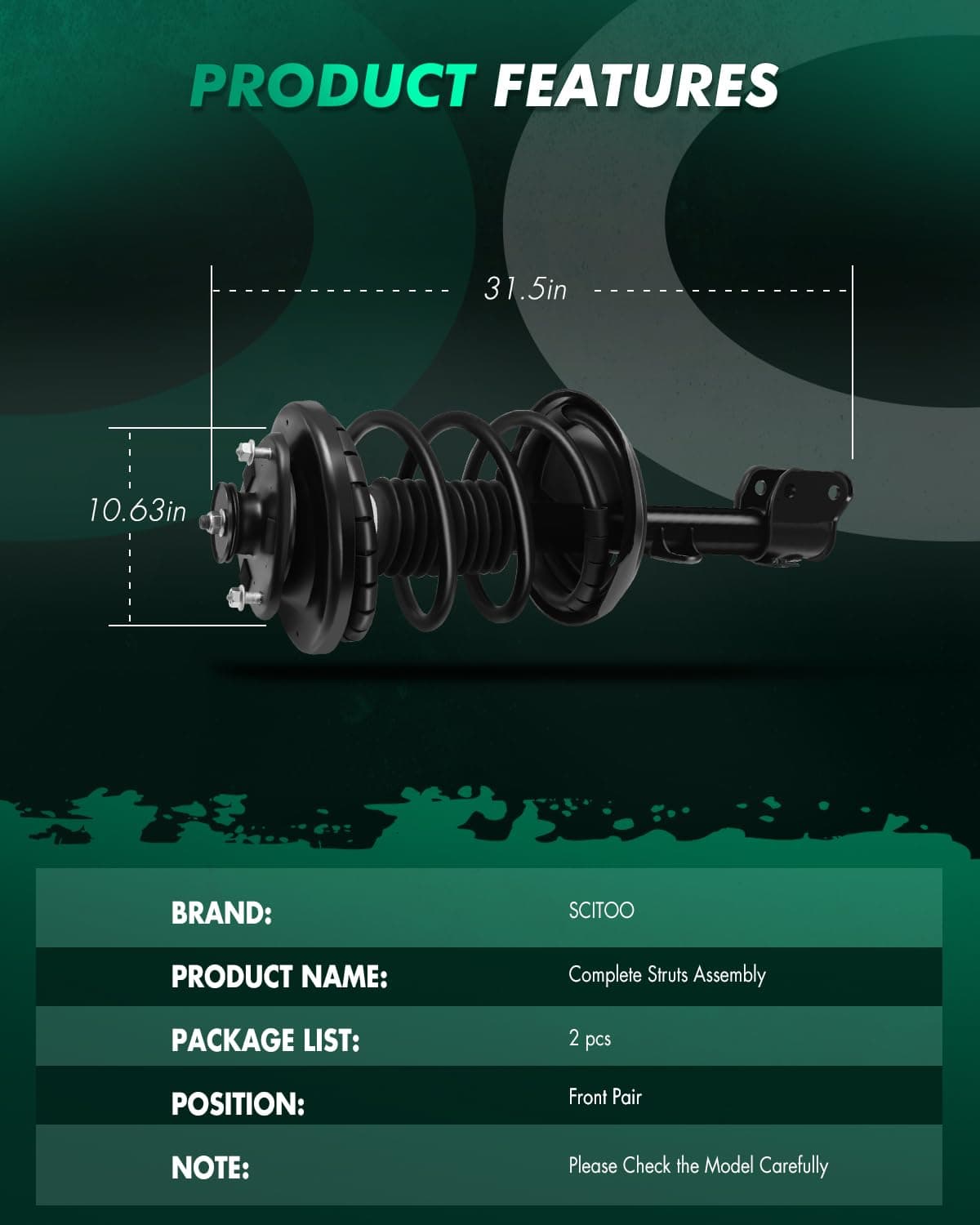 SCITOO Front Complete Struts Assembly Shock Absorber for Acura MDX 2003-2006 Automotive Replacement Struts 172230 172229 - Set of 2