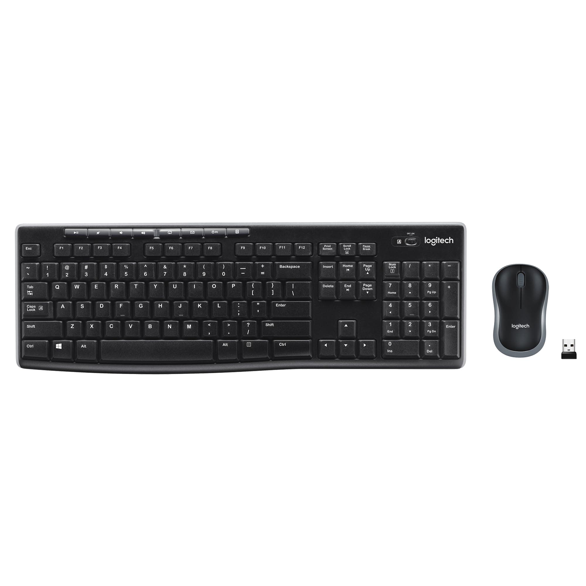 Logitech MK270 Wireless Keyboard and Mouse Combo for Windows, 2.4 GHz Wireless, Compact Mouse, 8 Multimedia and Shortcut Keys, 2-Year Battery Life, for PC, Laptop - Black