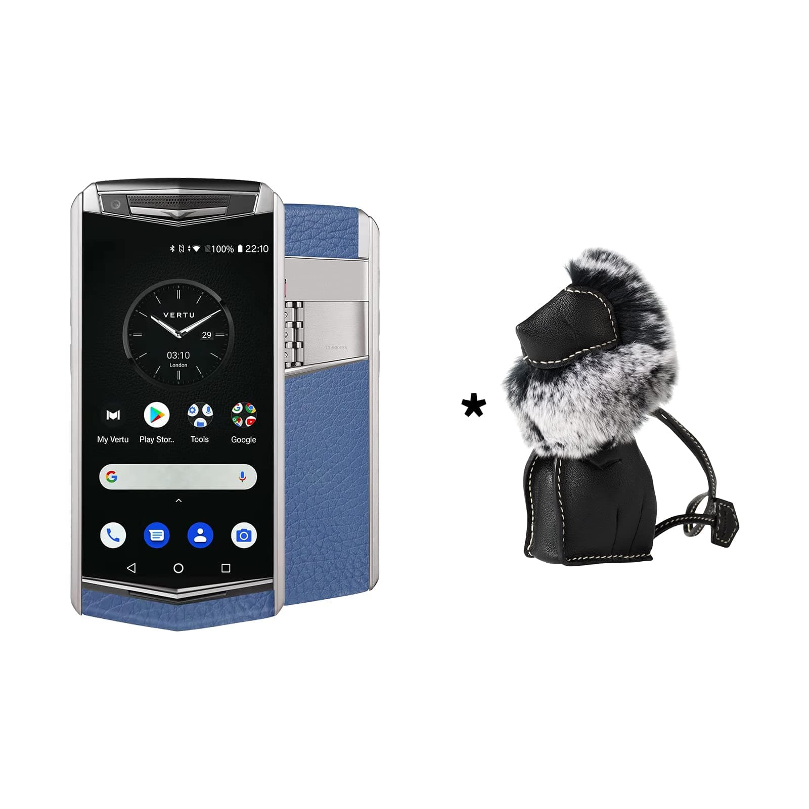 VERTU Aster P Ti Silver-SS Unlock Android Smartphone, Sapphire Crystal Screen Phones, 4G Android Smartphone Dual SIM, 6G+128G, 12MP Camera,Calf Leather Craft, Quiet Blue