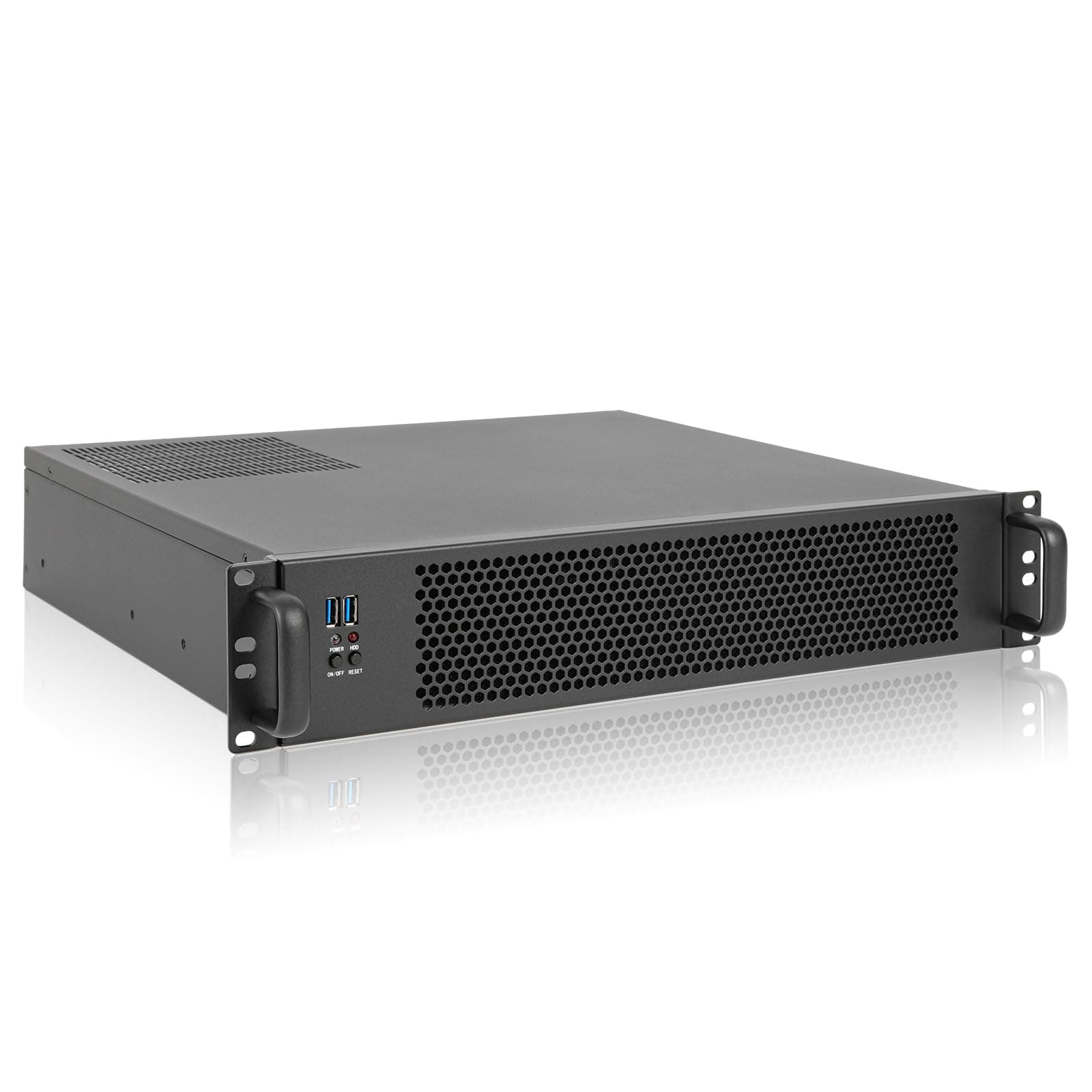 RackChoice MicroATX/Mini-ITX 2U Rackmount Server Chassis max 9x3.5 Bay / USB3.0 with 2.0 Adapter Support ATX PSU Either top or Side Cooling Depth 17.7"