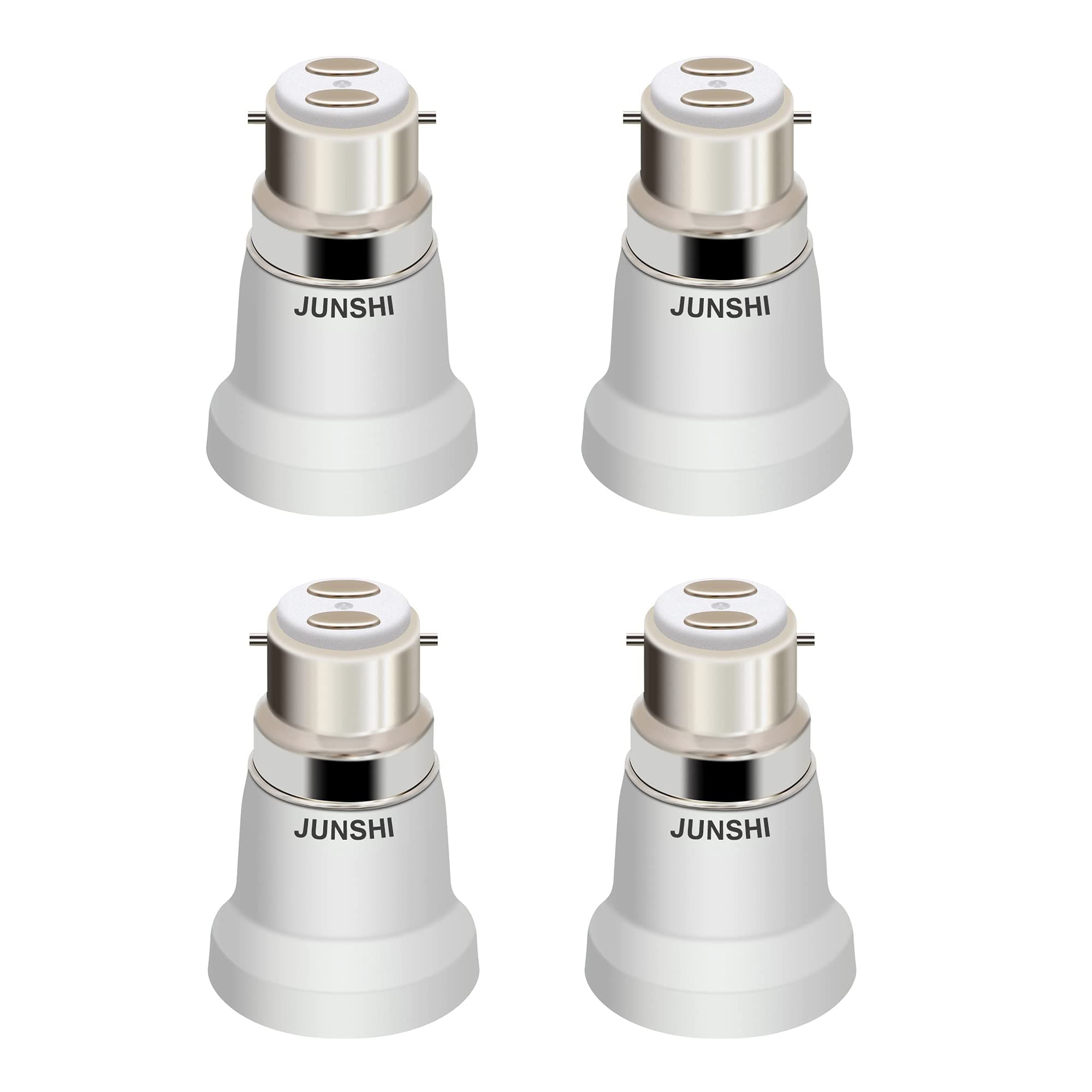 JUNSHI 4-Pack B22 to E27 Adapter Lamp Socket Converter Maximum Wattage 200W Heat Resistant up to 150℃ Fire Resistant Converts B22 Bayonet Fitting to E27 Edison Screw-in Socket