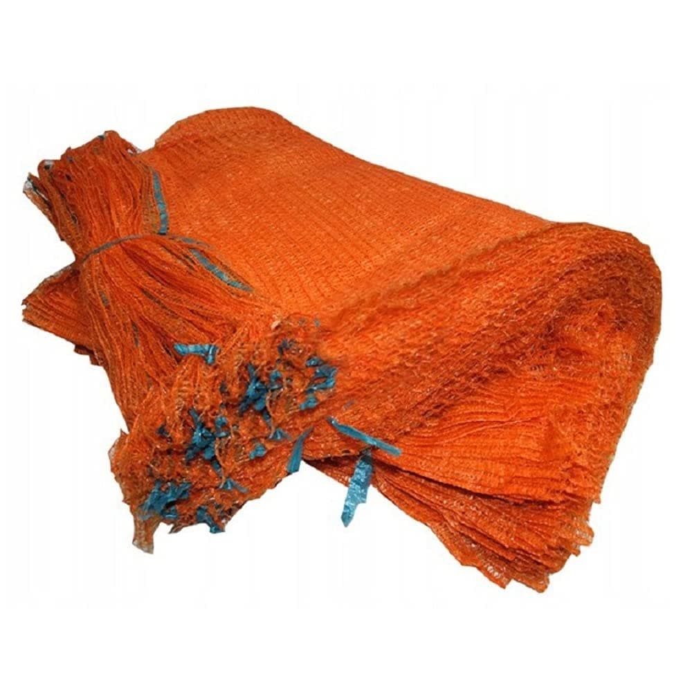 SolaDirect100 Orange Net Sacks 30cm x 50cm with Drawstring Raschel Bags Mesh Vegetables Logs Kindling Wood