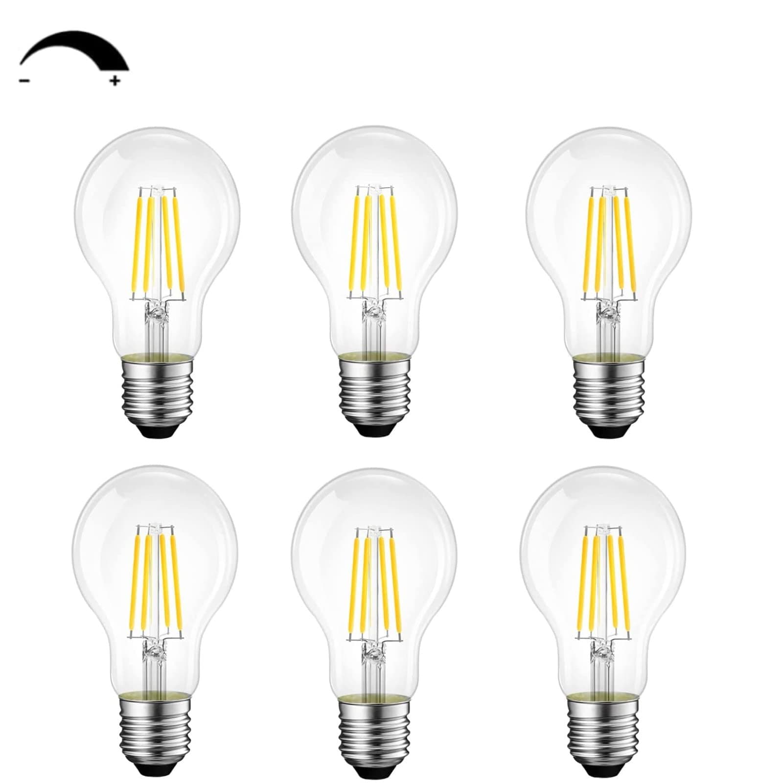 Dimmable E26 LED Light Bulbs,40 Watt Equivalent,Daylight 4000K Classic Clear Glass A19 LED Filament Bulb Pack of 6
