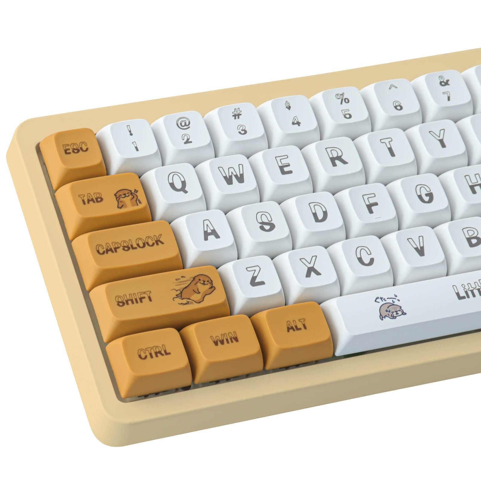 Tsungup PBT Keycaps 134 Keys XDA Profile Keycaps Dye-Sublimation Cute Otter/Mizuse Custom Keycaps Full Set for ANSI Layout Cherry MX Switches Mechanical Keyboards