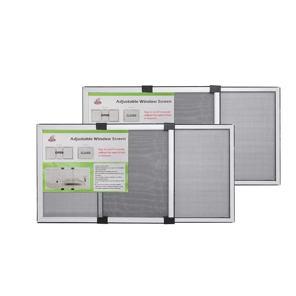 [FOR SMALL WINDOWS ONLY] FLYZZZ Adjustable Screen , 2 Packs 10" H x Fits 14" to 24" W | Stop & Measure Before Buying | Perfect for Bathroom & Basement Windows