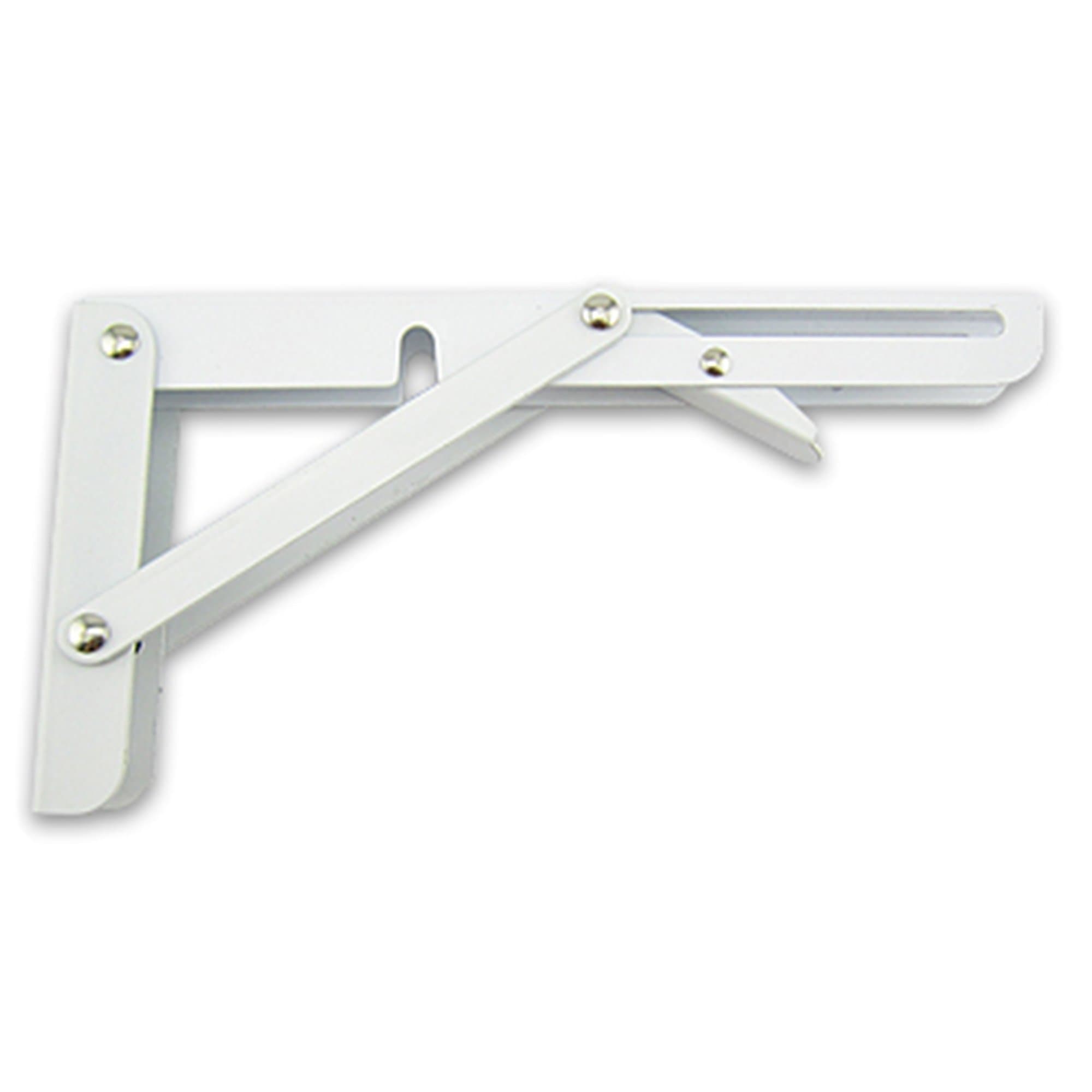 MechWares Folding Bracket for Shelves Tables Long Release Space Saving for Standing Desk Wall-Mounted Drop-Leaf in Kitchen | Laundry Room | Garage | Boat | RV (20cm, White)