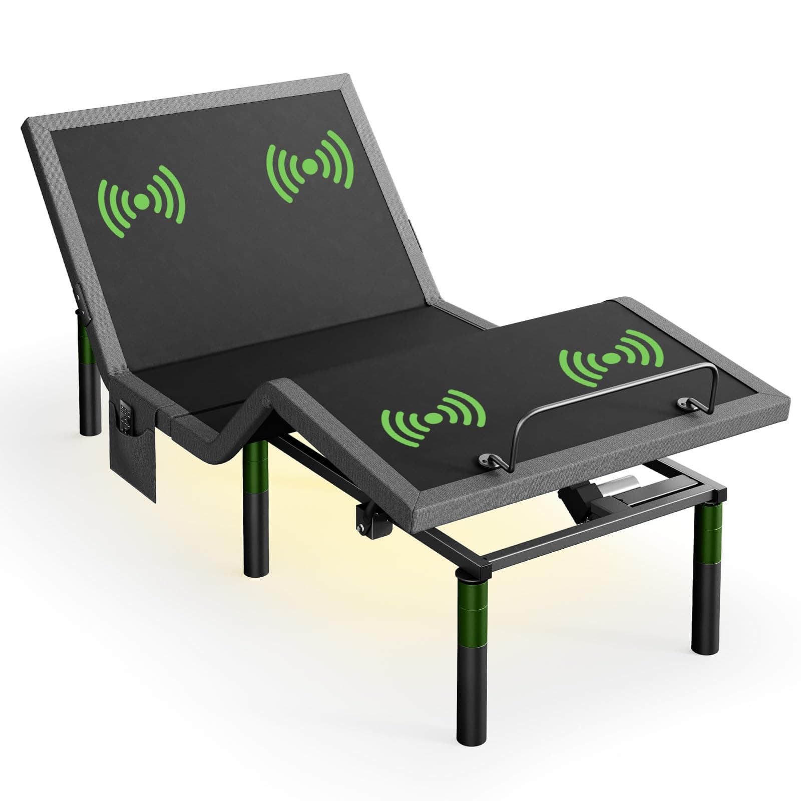 MS01-1 Twin XL Adjustable Bed Base with Massage, 4 Ports USB A&C Bed Frame with Under-Bed Nightlight, 3 Minutes Fast Assembly, Wireless Control Adjustable Bed with 4 Height Options