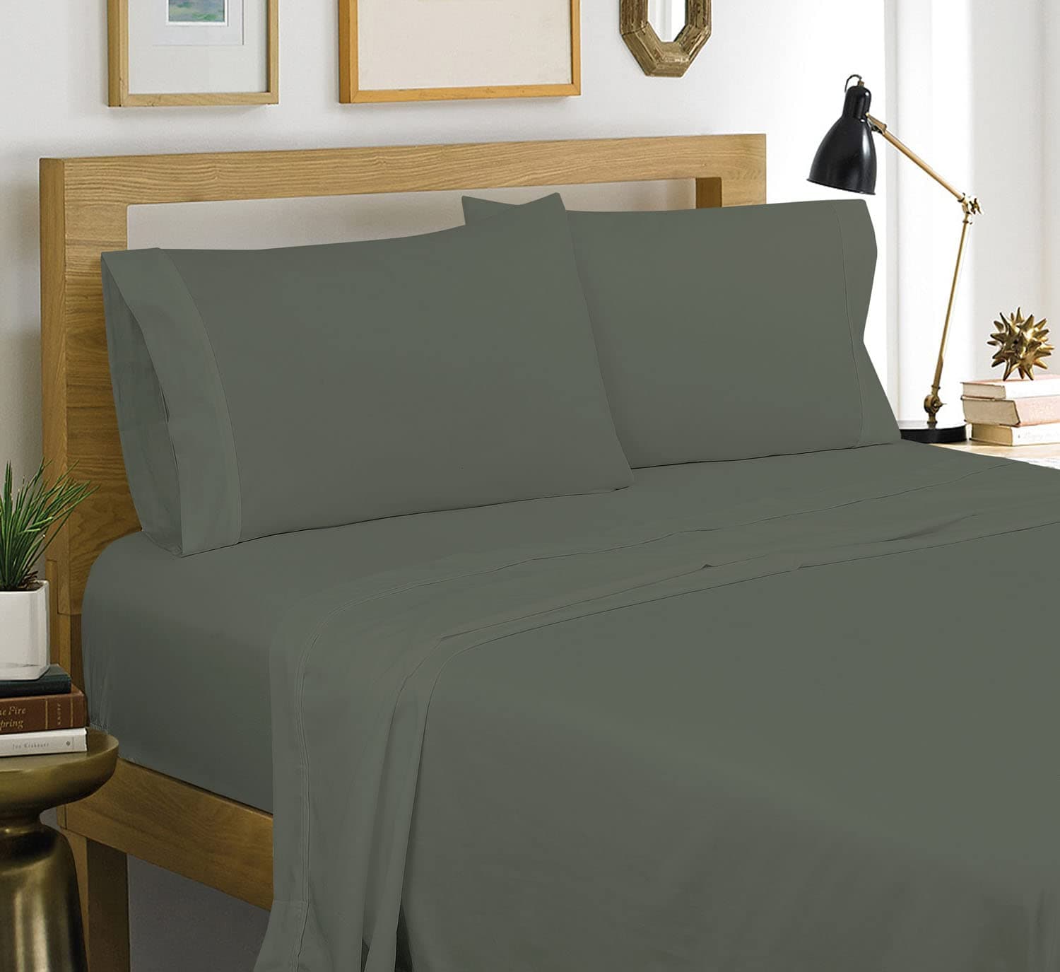ROYALE LINENSGraphite 400 Thread Count Performance Full Sheet Set