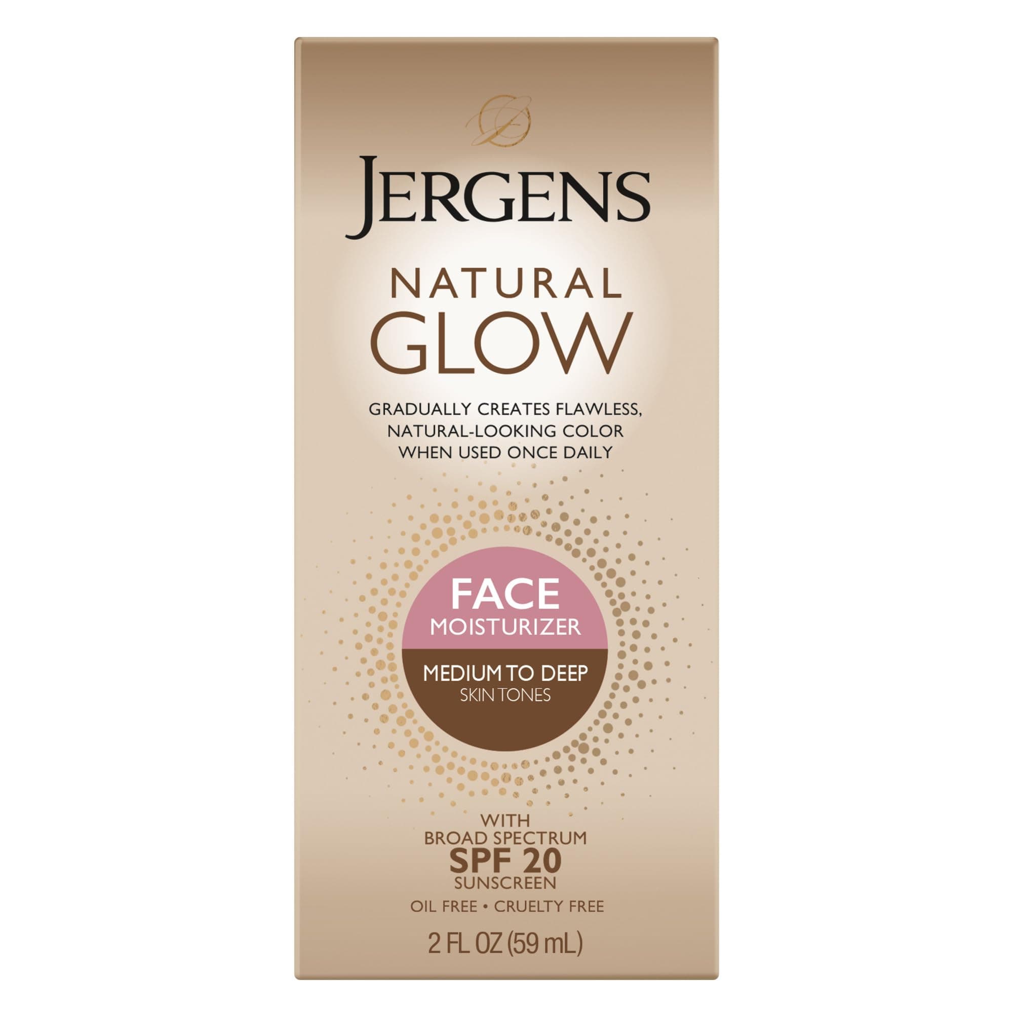 Jergens, Natural Glow, Face Moisturizer, SPF 20, Medium to Deep, 2 fl oz (59 ml)