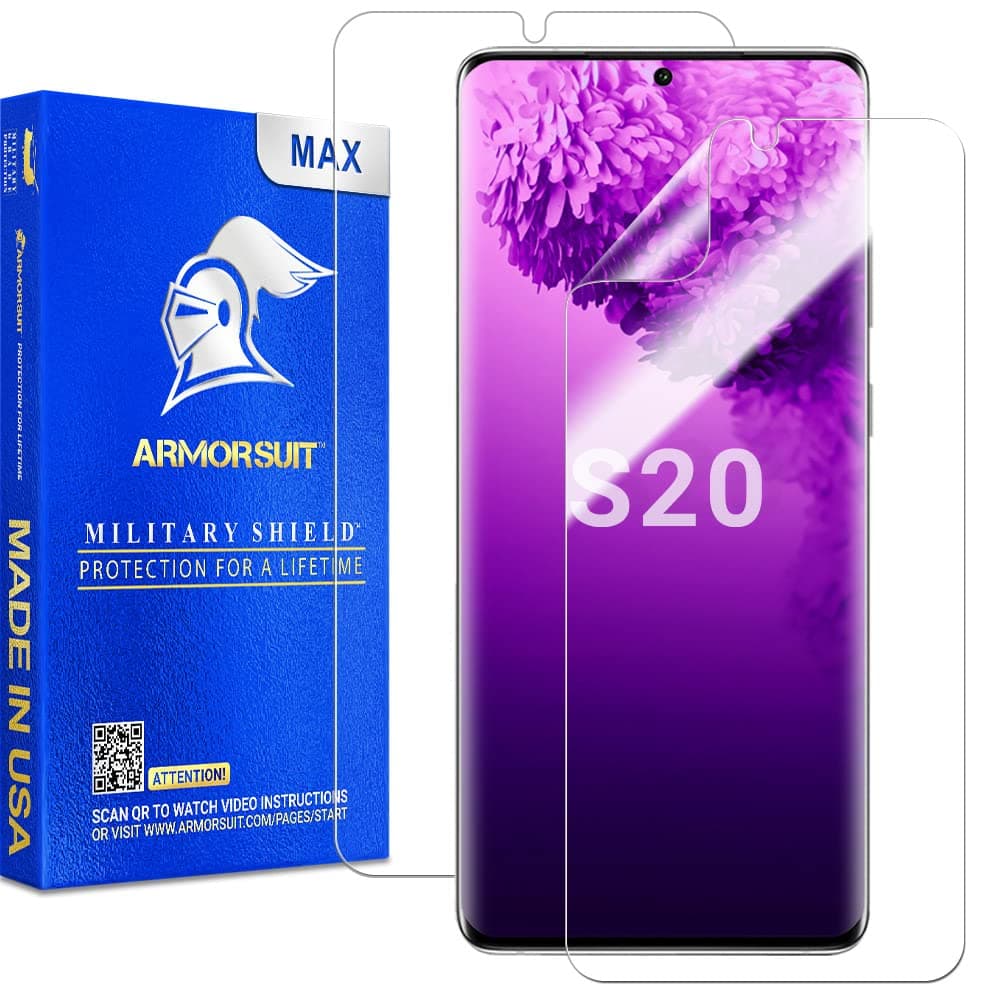 ArmorSuit 2 Pack Screen Protector Designed For Samsung Galaxy S20 / Galaxy S20 5G (6.2") MilitaryShield Max Coverage HD Clear Film - Made in USA
