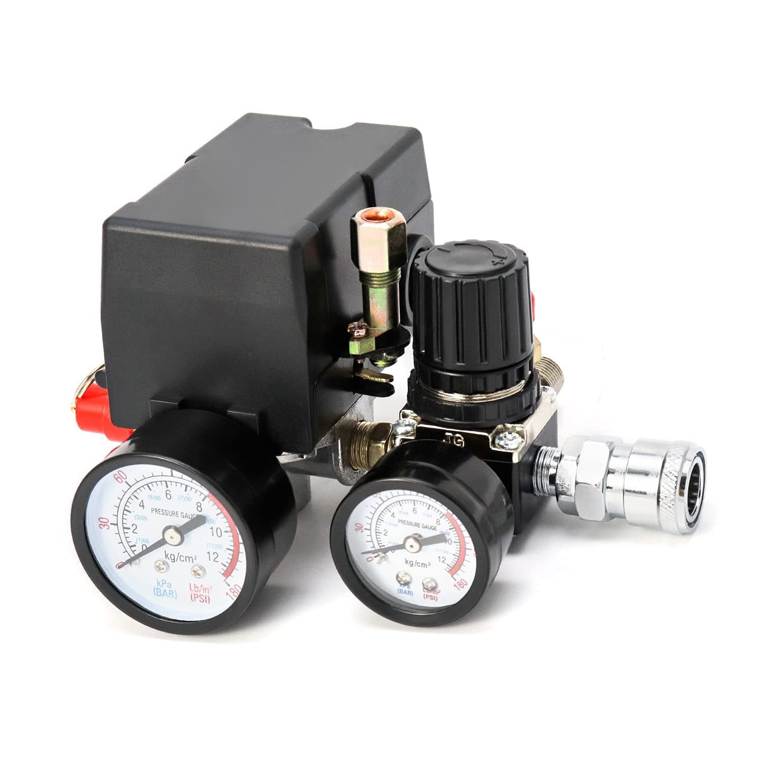 QWORK Air Compressor Pressure Switch for Pneumatic Tools, 90–120PSI Adjustable Controller