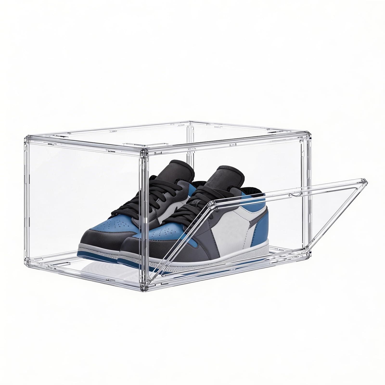 HIYOHIYO Size 14 Acrylic Clear Shoe Storage Boxes Stackable for Sneaker, Clear Shoe Box Storage Bins, Fully Transparent Display Case with Magnetic Door Suitable for Ankle, Boots, High Heels (1 Pack)
