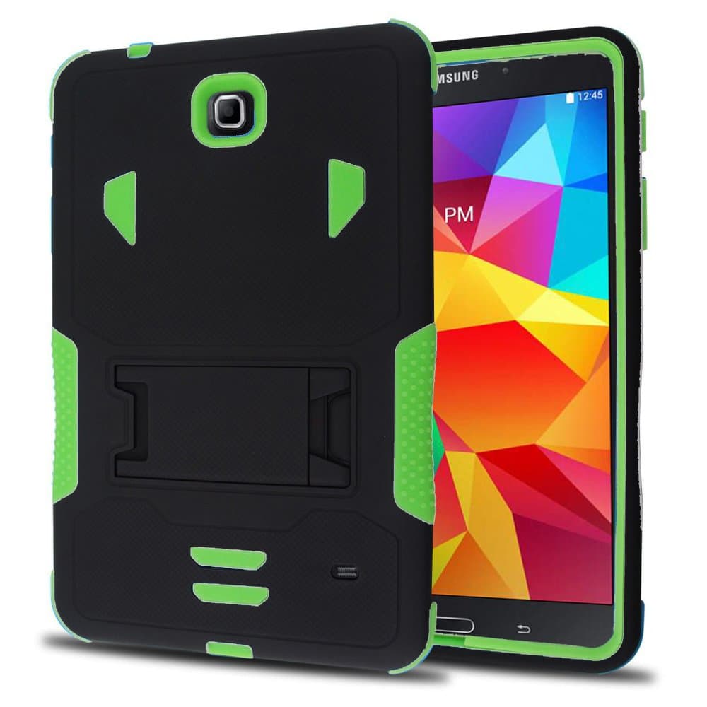 Galaxy Tab 4 7.0 Case, High Impact Resistant Full-Body Protection Hybrid Armor Defender Case Convertible Built in Stand for Samsung Galaxy Tab 4 7.0" SM-T330, Bouns 1x Stylus Pen (Green)