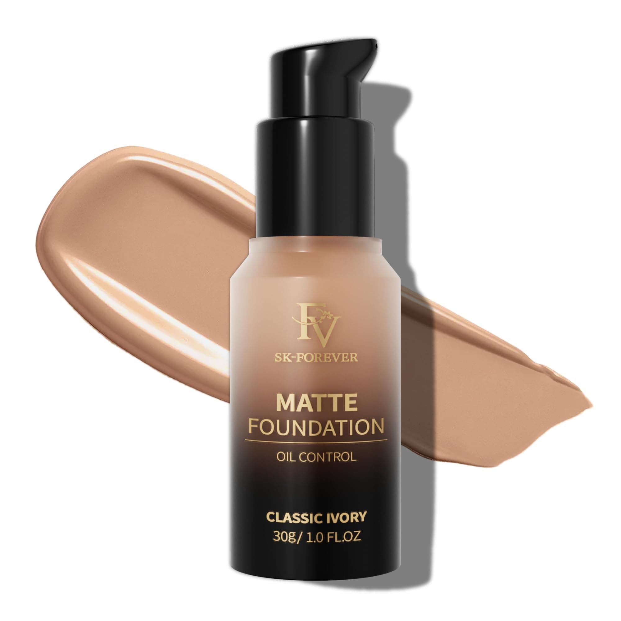 Full Coverage Liquid Foundation, Lightweight & Concealing, Long Lasting Matte Foundation Makeup with Flawless Finish, Oil Control Waterproof Foundation for Oily Skin (Classic Ivory Matte)