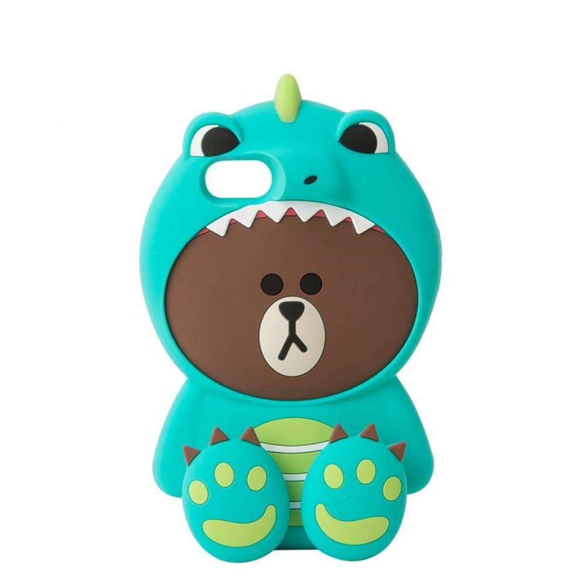 QSDT iPhone6/6S Plus 5.5" 3D Cute Dinosaur Hat Brown Bear Cartoon Kawaii Soft Silicone Ultra Thick Rubber Case Cover (Dinosaur Bear)