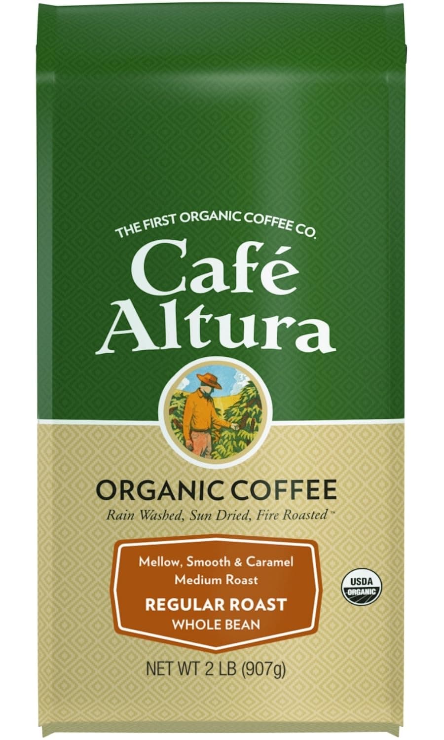 Whole Bean Organic Coffee, Regular Roast, 2 lb Bag