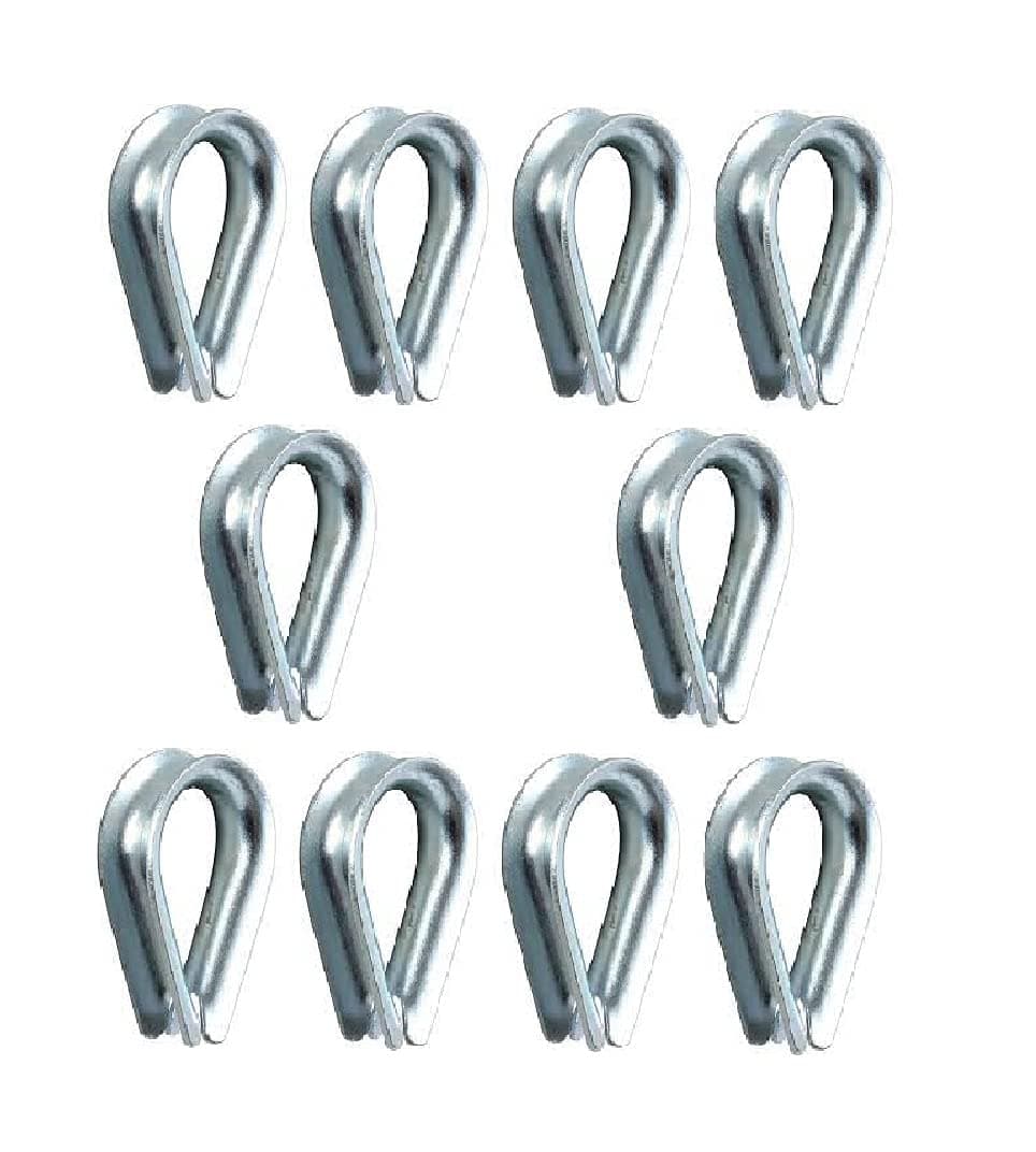 Mild Steel Galvanized Thimble for Wire Ropes - Rigging for Wire Ropes of all Sizes - Ideal to retain the natural shape of the loop and protect Wire rope from any Damage (5mm/6mm, 10pc)