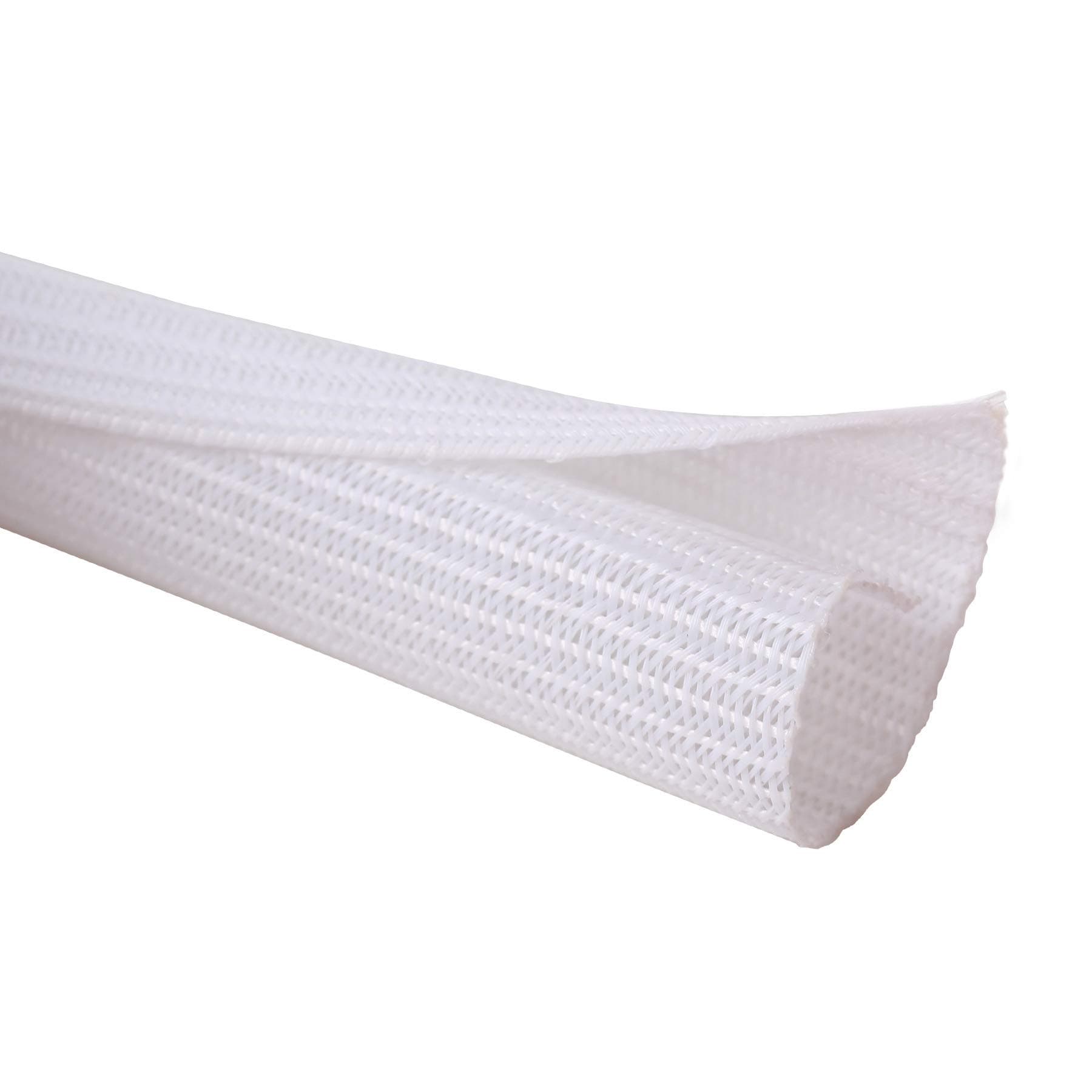 Alex Tech 10ft - 1.25 inch Cord Protector Wire Loom Tubing Cable Sleeve Split Sleeving for USB Cable Power Cord Audio Video Cable - Protect Cat from Chewing Cords - White