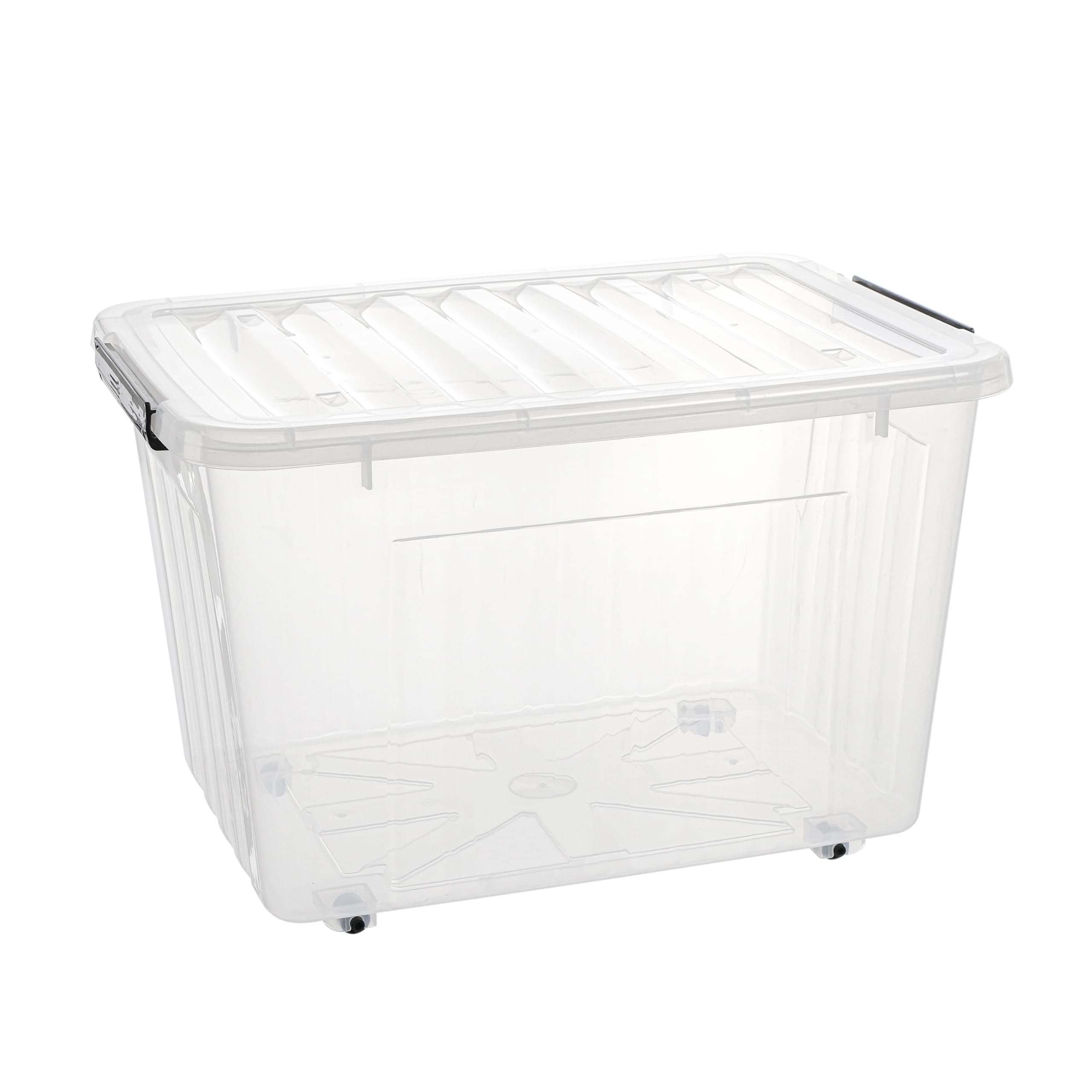 Cetomo 35L*6 Storage Box Storage Bin With Wheels Storage Container with Click Closure and Lid Stackable Transparent Organizer