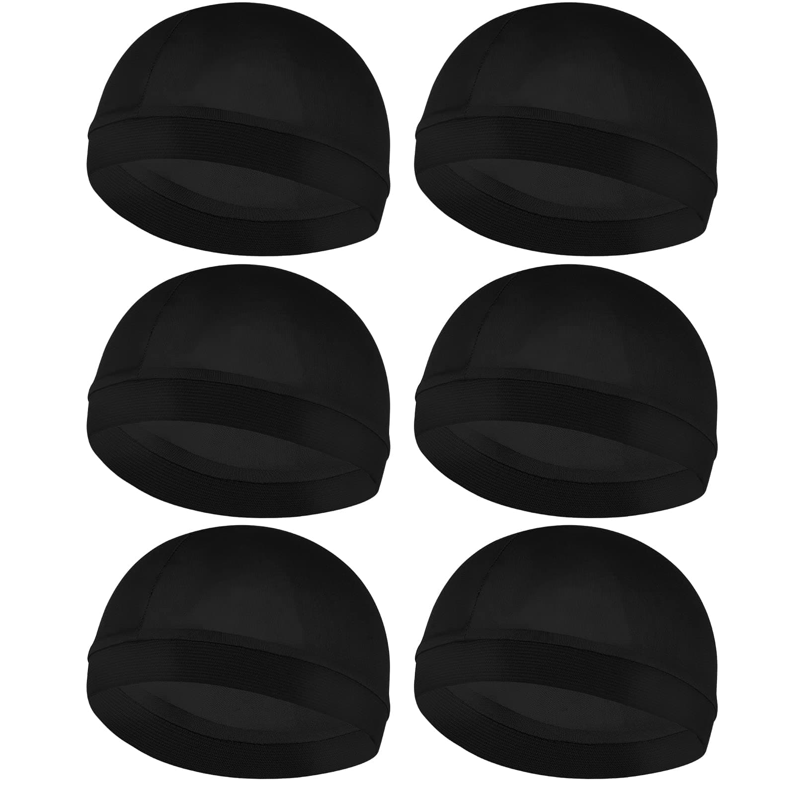 6Pcs Wave Cap for Men Silky Durags Elastic Band Wave Caps for 360 540 720 Waves Soft Breathable Satin Durag Unisex Adults Kids Skullies Beanies Hats Shower Cap Black