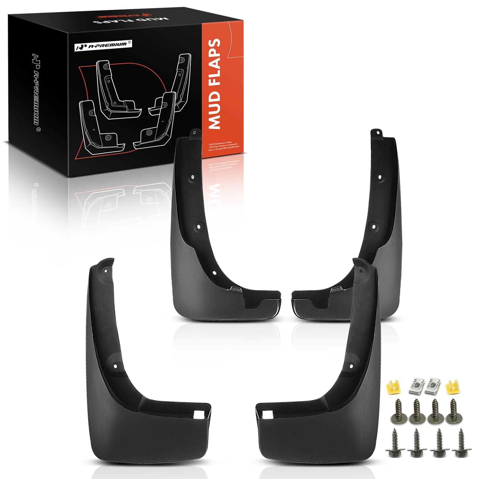 A-Premium Set of 4PCS Mud Flaps Splash Guards Mudguards Mudflaps with Hardware Compatible with Toyota RAV4 2000-2005, SUV, (with Fender Flares), Bolt On, Front and Rear (Driver & Passenger Sides)