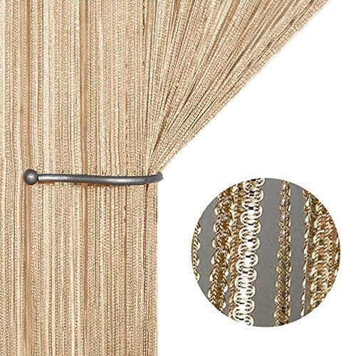 COASTAR Glitter String Curtain Panel Glitter Window Dividers Line Fly Screen Fringe Room Divider Blinds for Doors, Living Rooms, Bedrooms and Flys (1×2m, Golden)