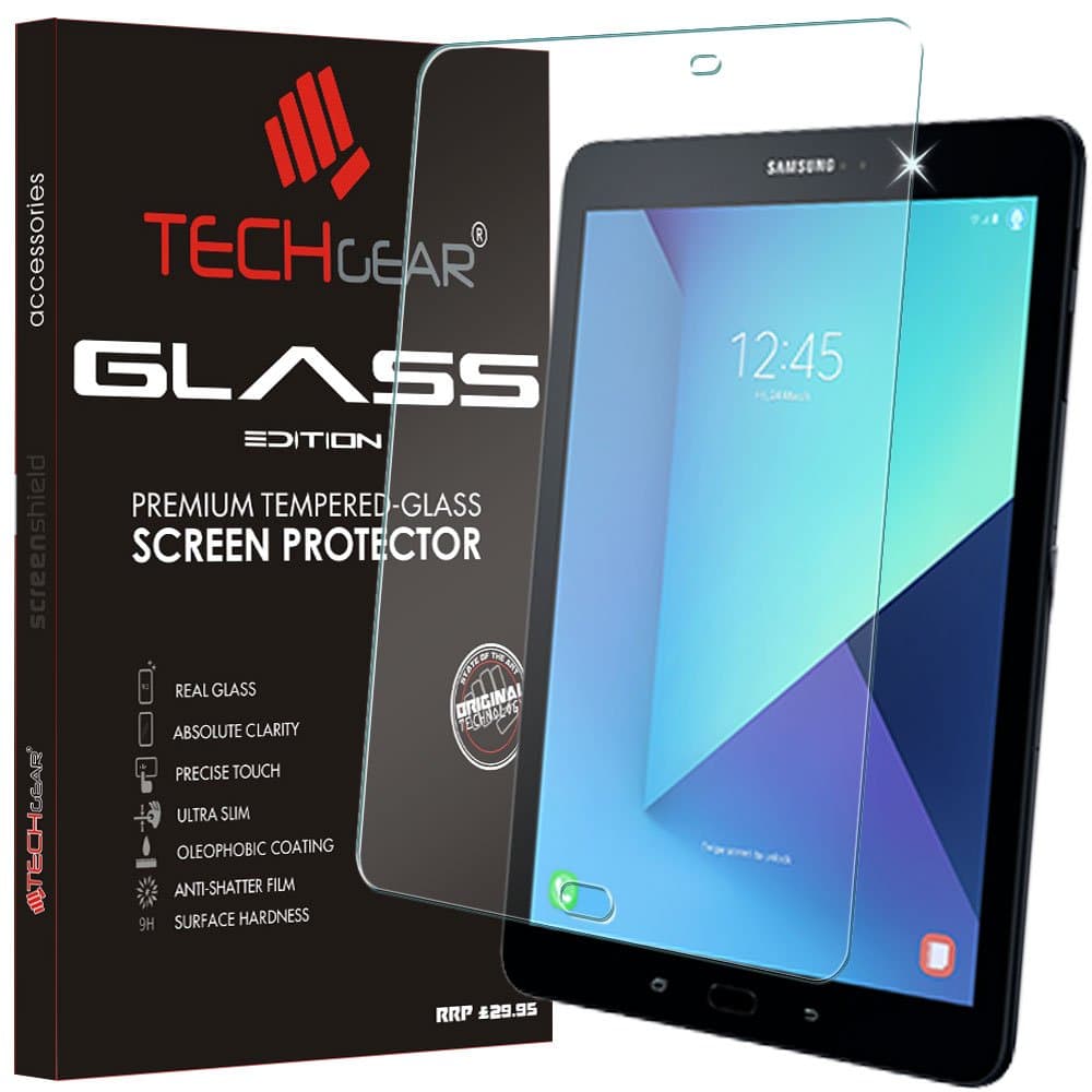 TECHGEAR Screen Protector for Galaxy Tab S3 9.7 Inch (SM-T820 Series) - GLASS Edition Genuine Tempered Glass Screen Protector Guard Cover