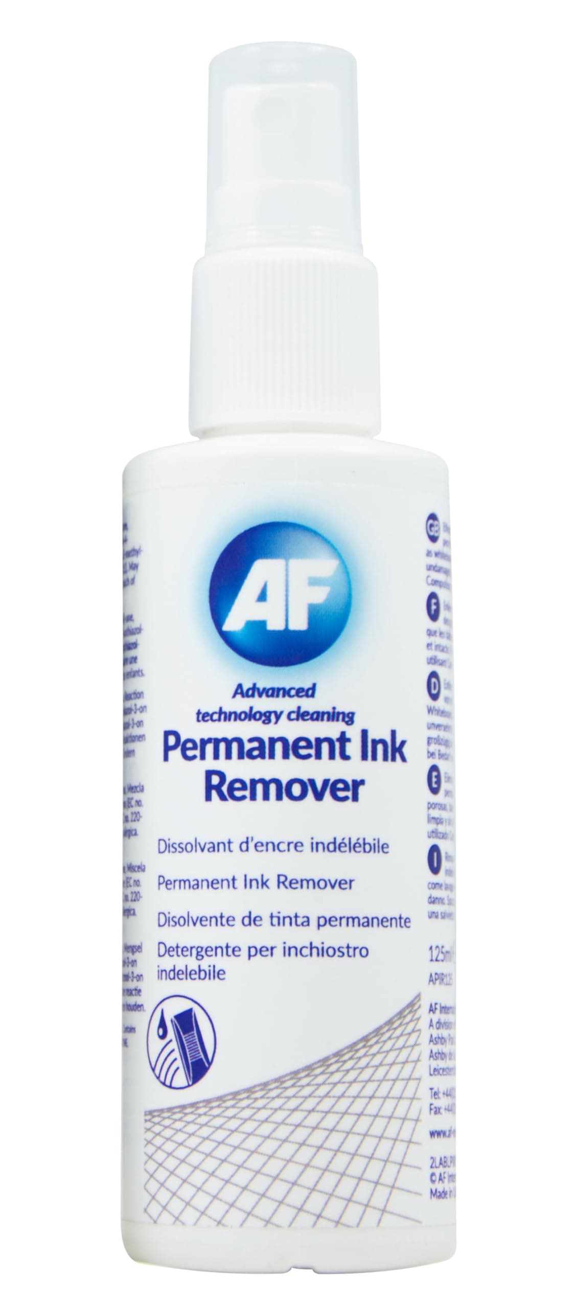 AF Permanent Ink Remove Spray for Permanent Marker Pen or Biro from Whiteboards - 125ml