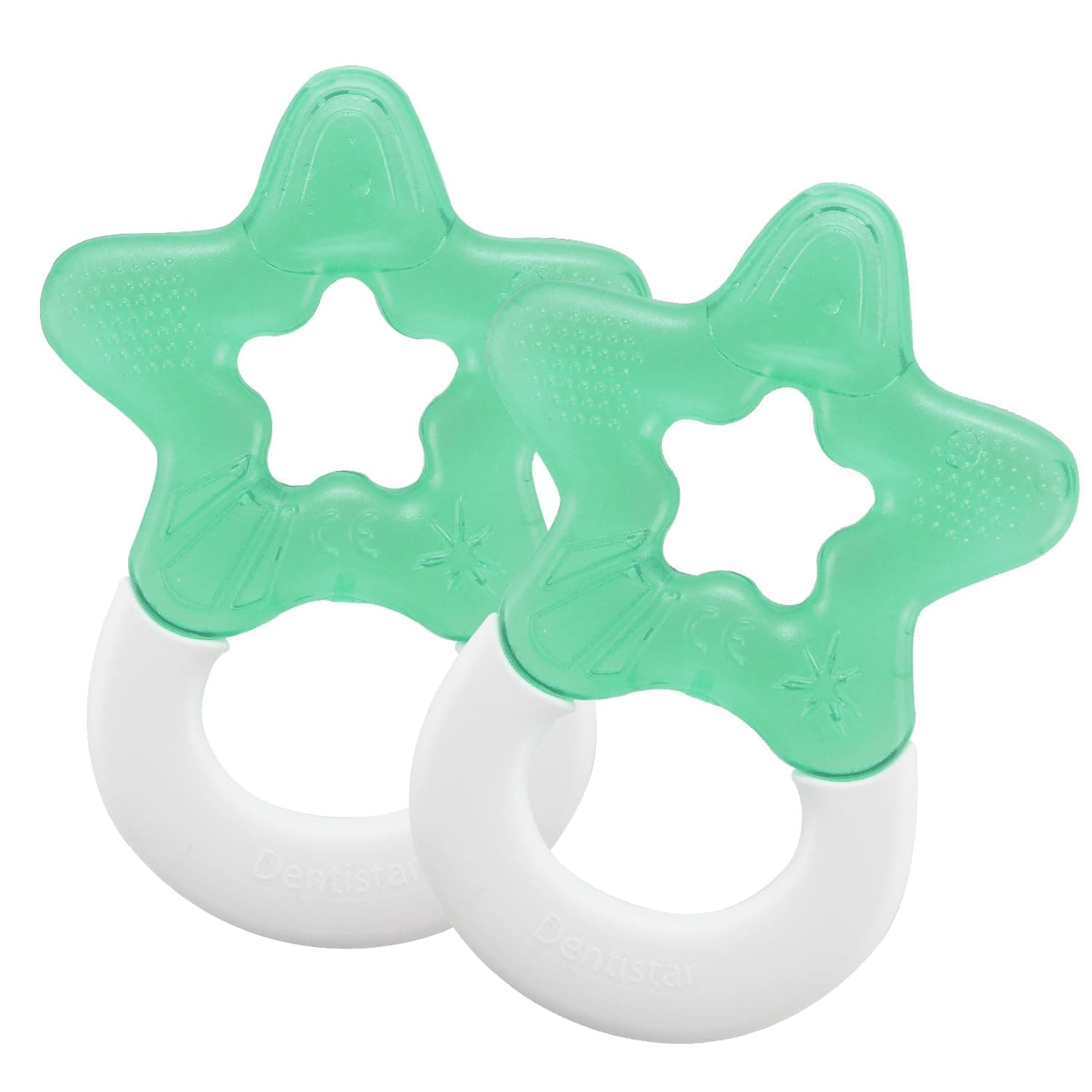 Cooling Teether in a Set of 2 – Cooling Biting Star Filled with Water - Teething aid for Babies from 3 Months - Made in Germany - Yellow