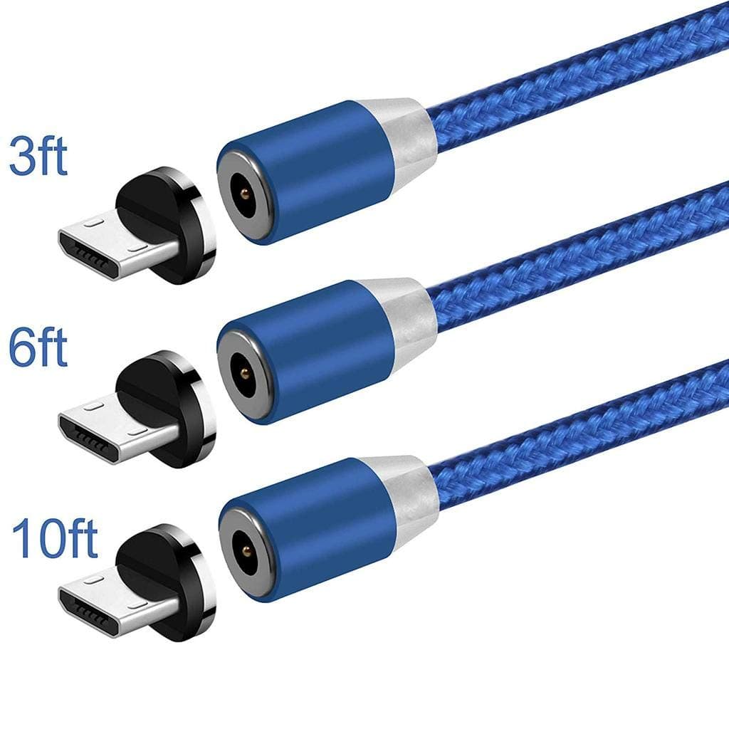 UGI Micro USB Magnetic Phone Charging Cable,USB 2.0 to Micro USB Cable Android (3.3ft+6.6ft+10ft) Nylon Braided LED Cord Compatible with Android Micro USB Devices