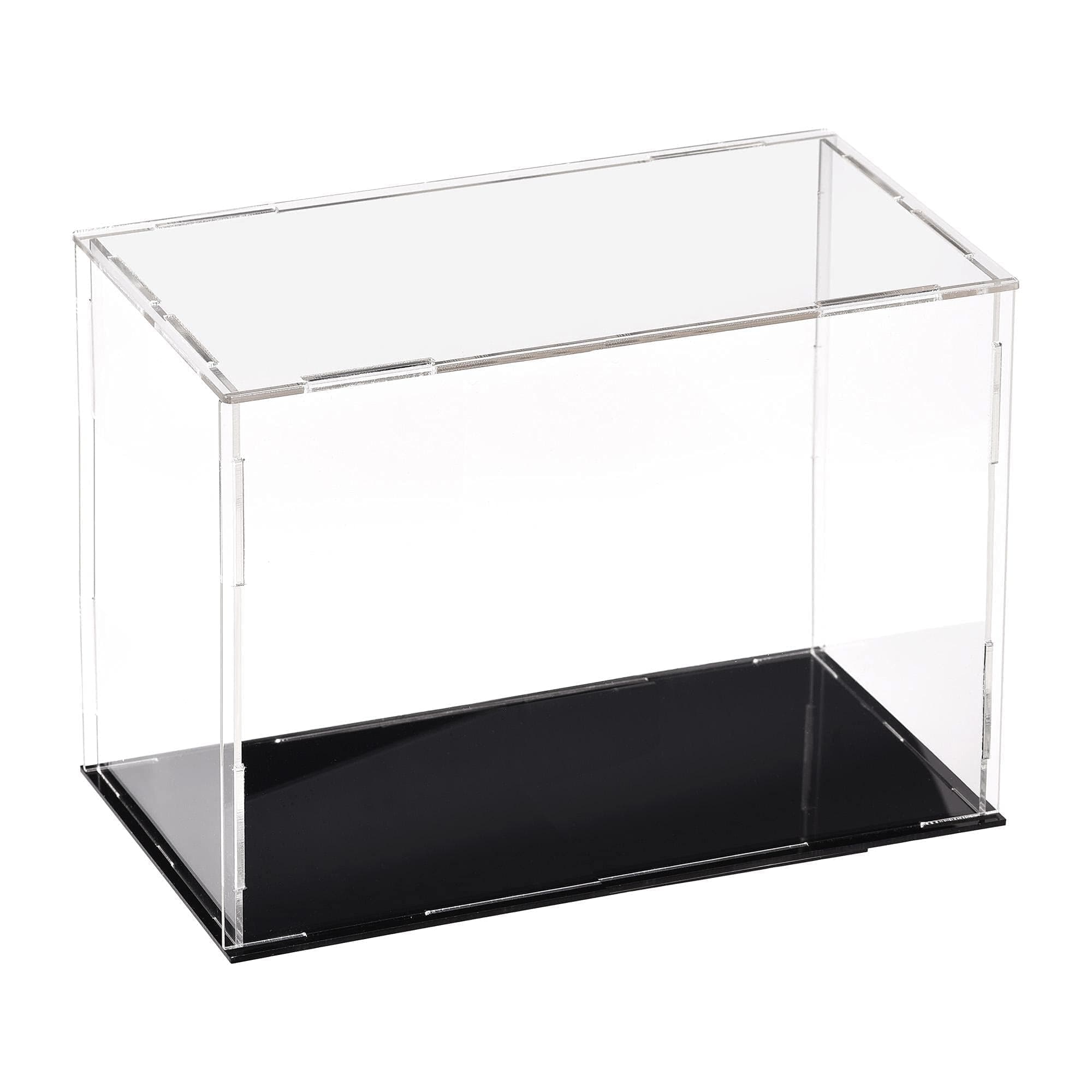 Acrylic Clear Display Case, 20 x 10 x 15cm Assemble Countertop Box Cube Organizer Stand Dustproof Protection Showcase with Black Base for Action Figures Toys Collectibles Home Storage