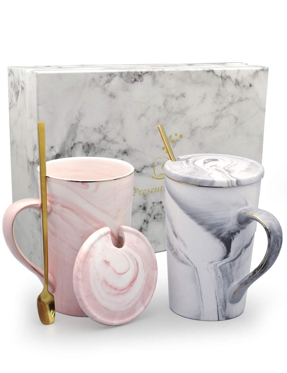 JuneLady Tea Coffee Mug Set Gift for Couple
