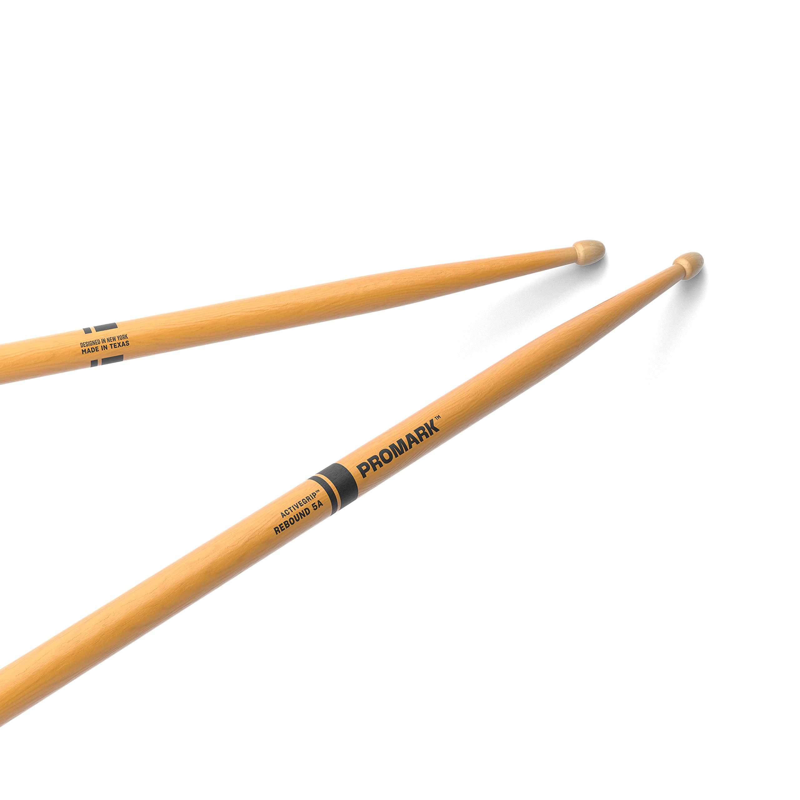 Drum Sticks - Rebound 5A Drumsticks - ActiveGrip For Secure, Comfortable Grip - Gets Tackier As Your Hands Sweat - Active Grip Finish, Acorn Tip, Hickory Wood - 1 Pair
