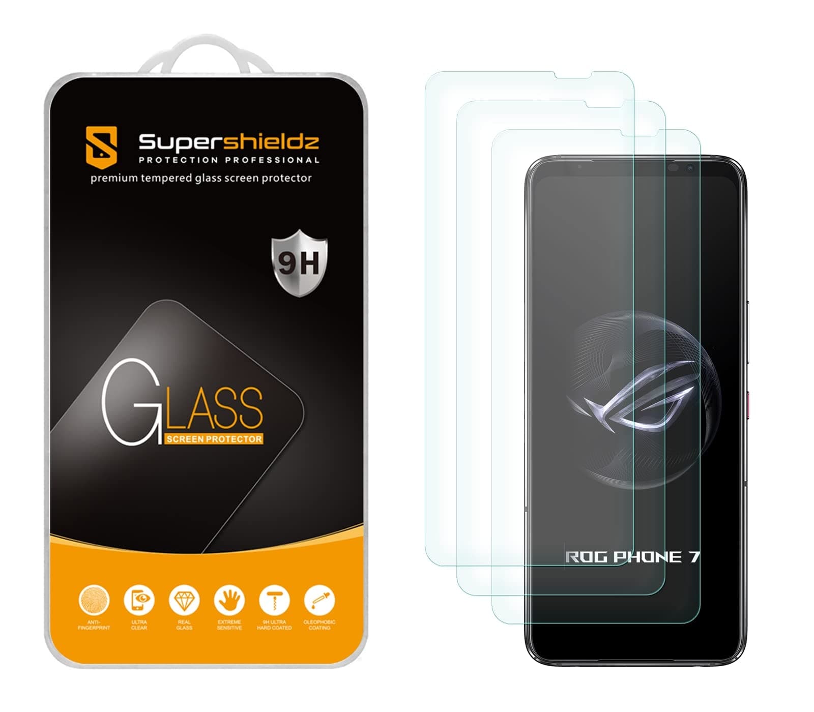 Supershieldz (3 Pack) Designed for Asus Rog Phone 7 5G and ROG Phone 7 Ultimate Tempered Glass Screen Protector, Anti Scratch, Bubble Free