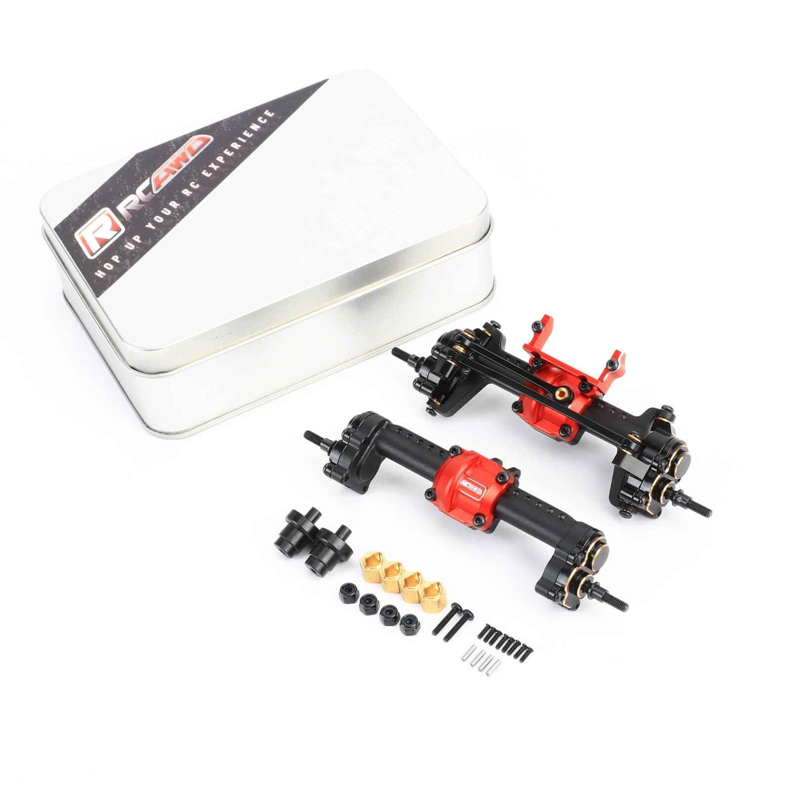 100% Durability Increase Differential & Diff Locker Portal Axles Front Rear Set Converted for FMS FCX24 Power Wagon Smasher Lemur K5 Blazer & FCX18 LC80 Upgrades Brass Weighted Parts Black