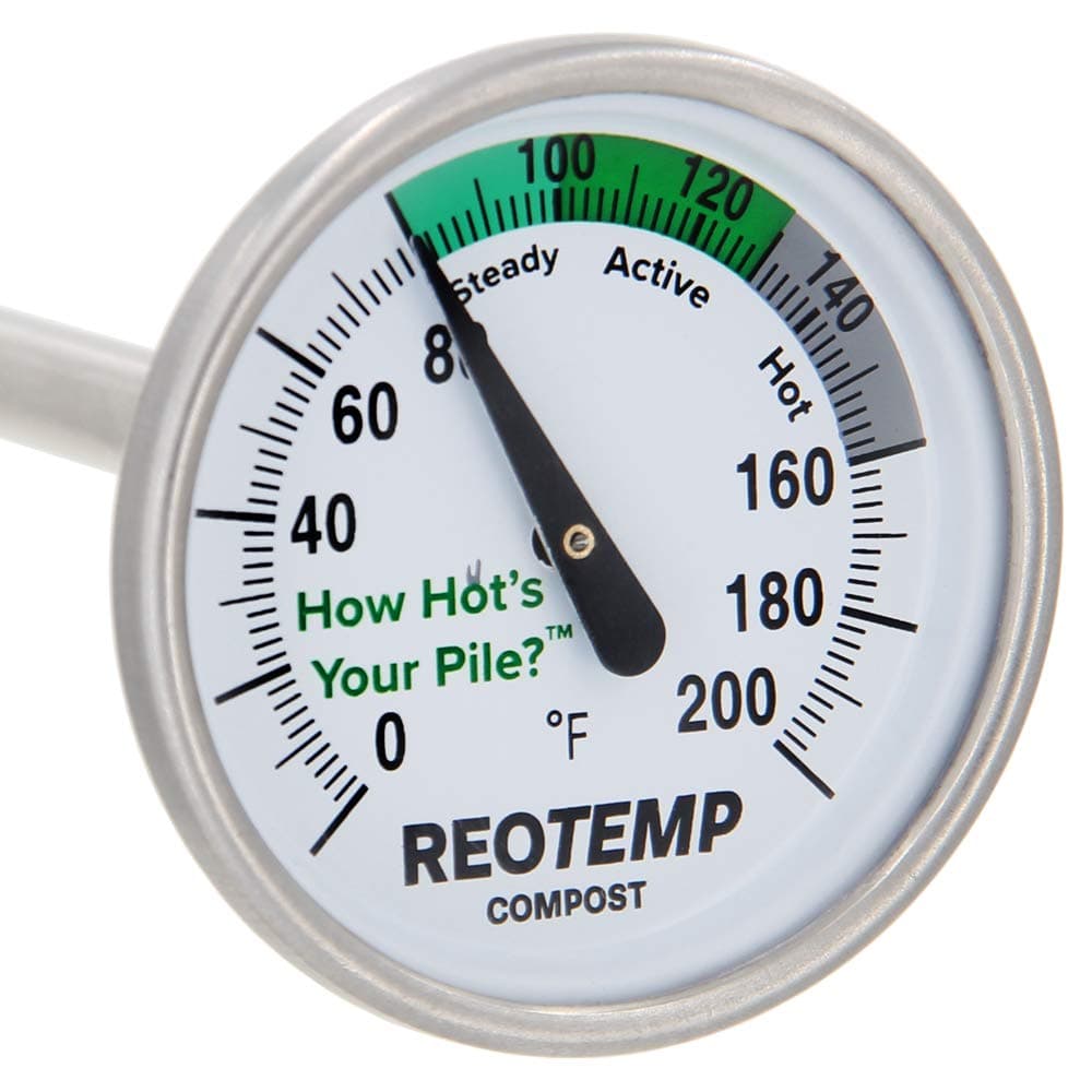 REOTEMP Backyard Compost Thermometer - 20" Stem, with Composting Instructions (0-200 Fahrenheit)