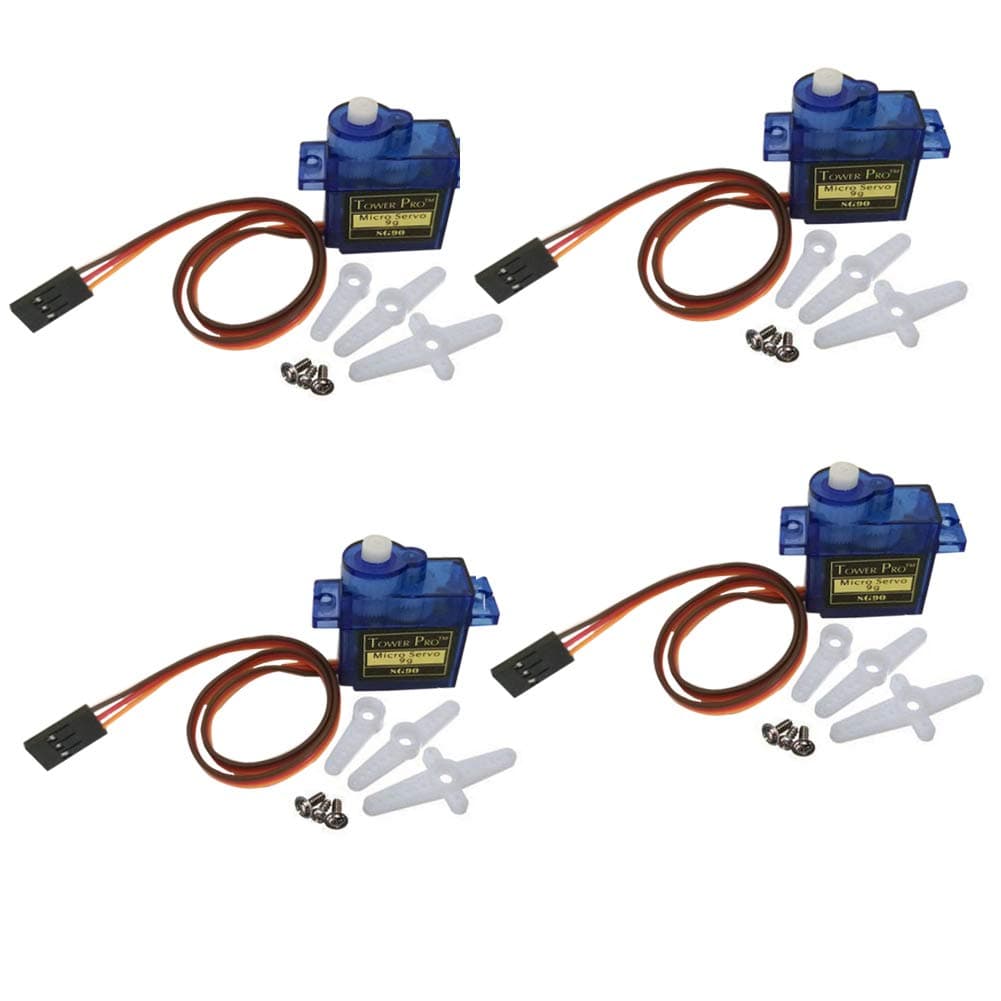 DSD TECH 4 PCS TS90A Micro Servo Motor Metal Geared with 12PIN Male to Male DuPont Wire for Arduino Rc Robot Helicopter Airplane Boat Controls