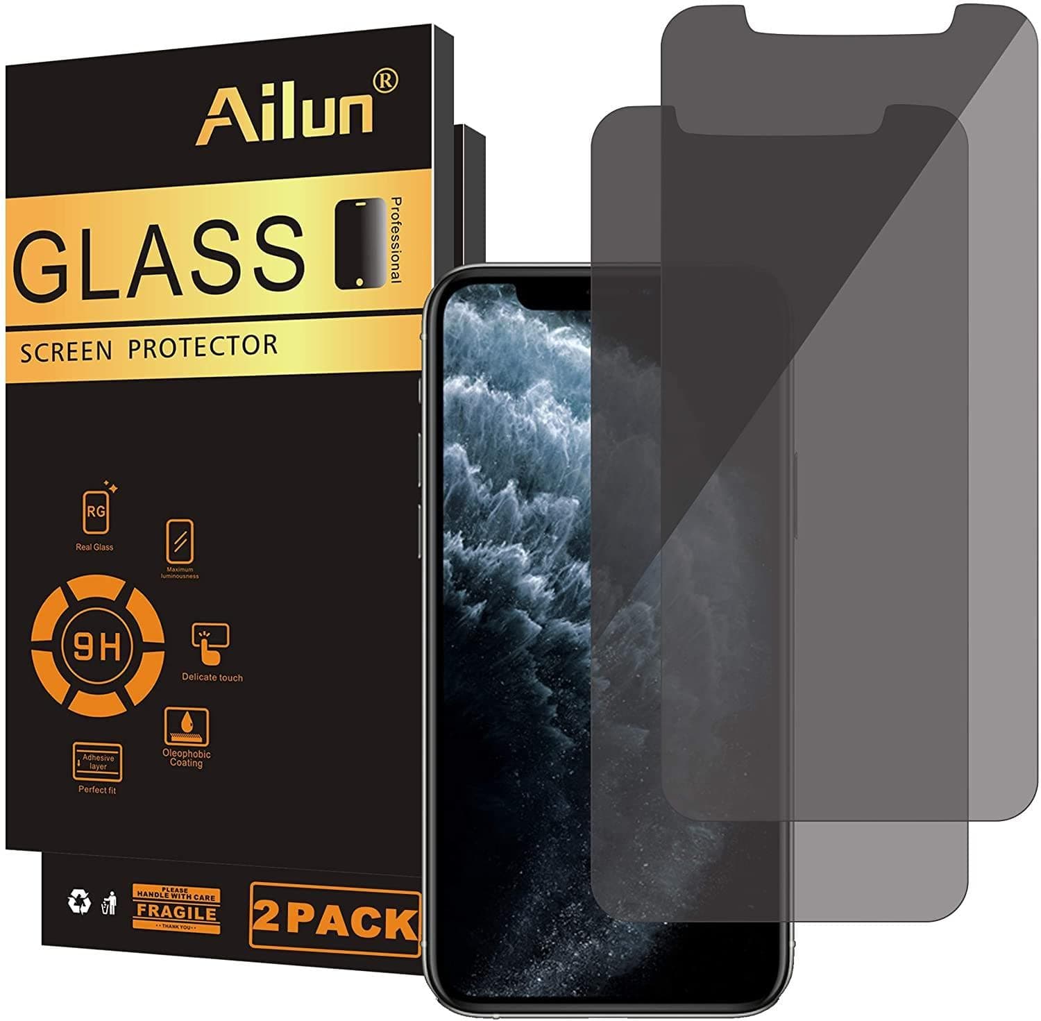 AILUN Ailun Privacy Screen Protector Compatible with iPhone Xs Max(6.5inch 2018 Release),[2Pack],Anti Spy Tempered Glass,Anti-Scratch,Case Friendly
