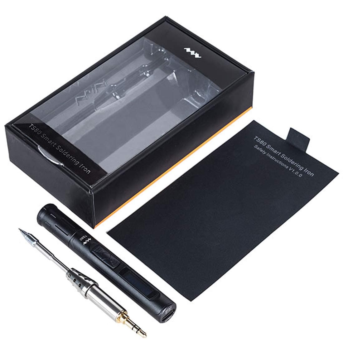 GoBuying TS80 Upgraded 9V Type C USB Original Digital OLED Programmable Pocket-Size Smart Mini Portable Soldering Iron Station Kit - with B02 Tip【NO Power Supply】