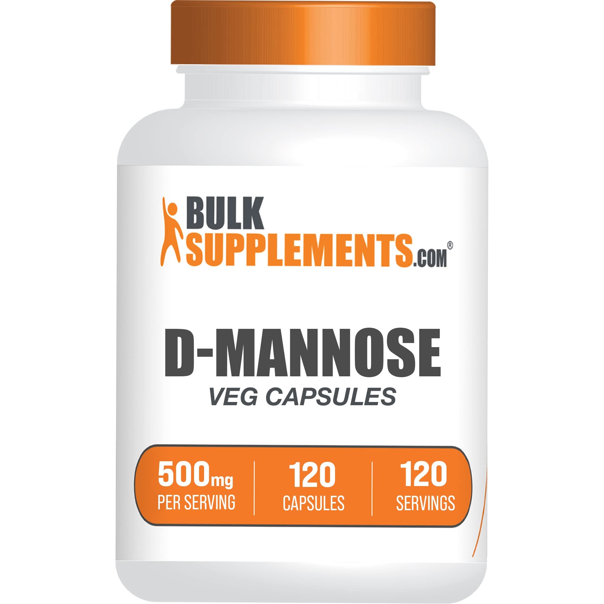 BulkSupplements.com D-Mannose Capsules - D-Mannose Supplement, D-Mannose 500mg Capsules - Urinary Tract Health, Vegan-Friendly - 1 Capsule per Serving, 120 Veg Capsules, Pack of 1